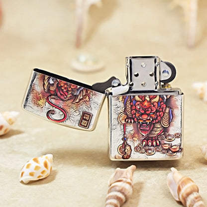 Zippo Armor Silver-Plated 3D Relief Pixiu Money-Attracting 162-DS299