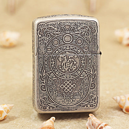Zippo Antique Silver Fortune Pixiu Engraving DS291