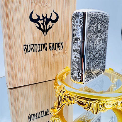 Zippo Sterling Silver Armor Lighter – Deep Engraved "Flying Pixiu"