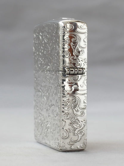 Zippo Armor Sterling Silver - 5-Sided Deep Engraved Oriental Dragon