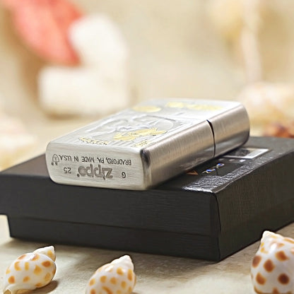 Zippo Two-Tone Smoked Silver Engraved Tom & Jerry 162-DS268