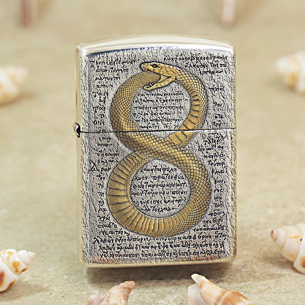 Zippo Silver-Plated Ancient Greek Ouroboros Snake 162-DS289