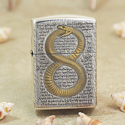 Zippo Silver-Plated Ancient Greek Ouroboros Snake 162-DS289