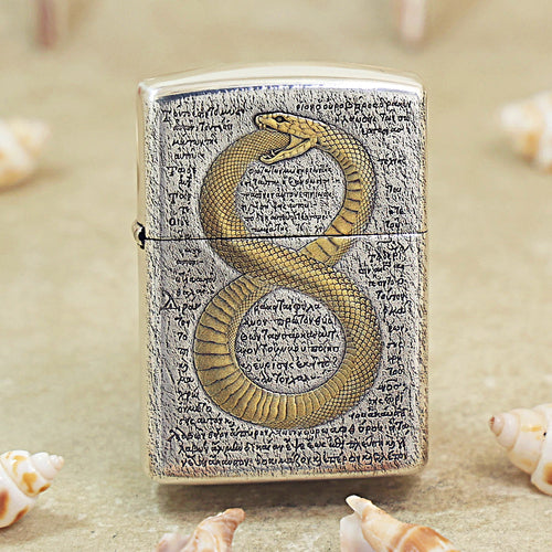 Zippo Silver-Plated Ancient Greek Ouroboros Snake 162-DS289