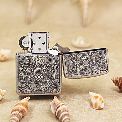 Zippo Antique Silver Fortune Pixiu Engraving DS291