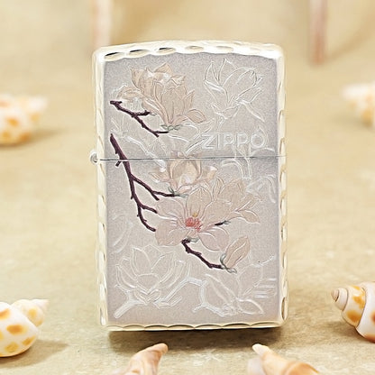 Zippo Silver-Plated Double-Sided Magnolia Embossing 205-DS221