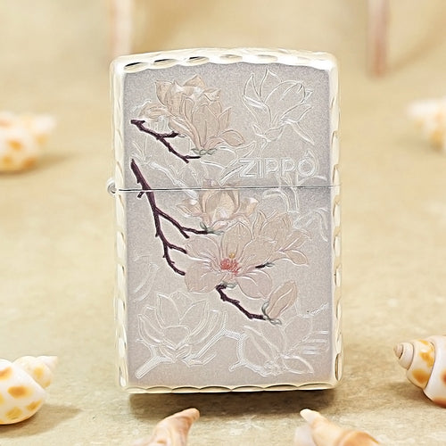 Zippo Silver-Plated Double-Sided Magnolia Embossing 205-DS221