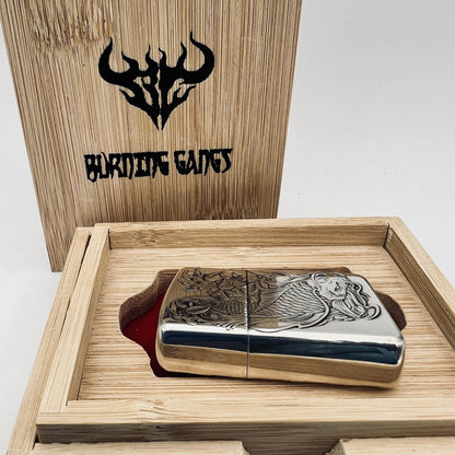 Zippo Armor Sterling Silver Lighter – Hand-Engraved 3D High-Relief "Lotus & Koi Fish"