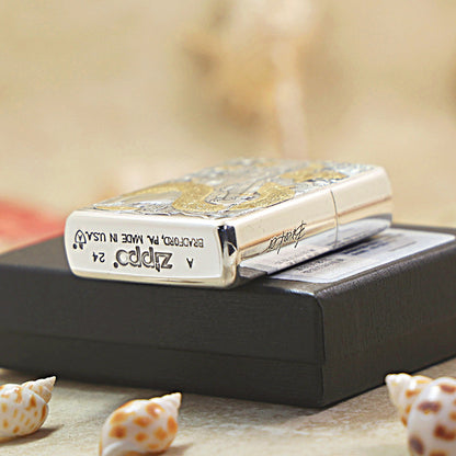 Zippo Dual-Tone Carved Geisha & Snake Woman 168-DS301