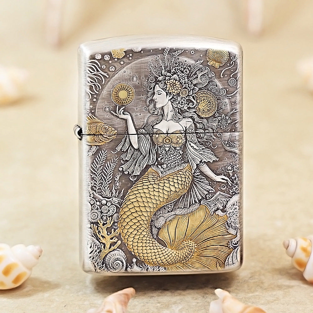 Zippo Two-Tone Gold Mermaid Dual-Tail 162-DS281