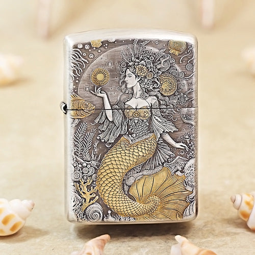 Zippo Two-Tone Gold Mermaid Dual-Tail 162-DS281