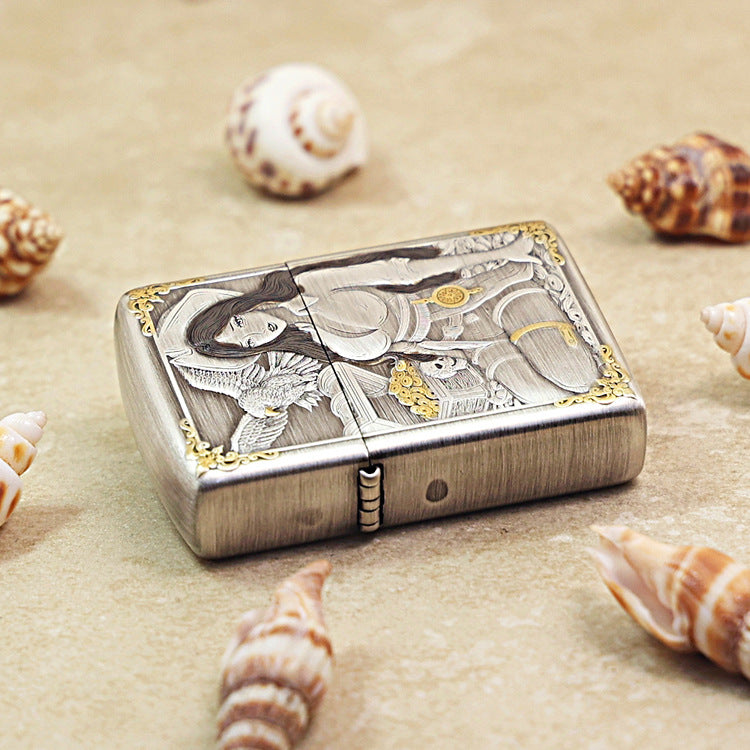 Zippo Gold-Plated 3D Embossed Girl & Treasure Motif 168-DS294