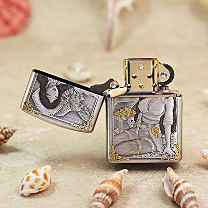 Zippo Gold-Plated 3D Embossed Girl & Treasure Motif 168-DS294