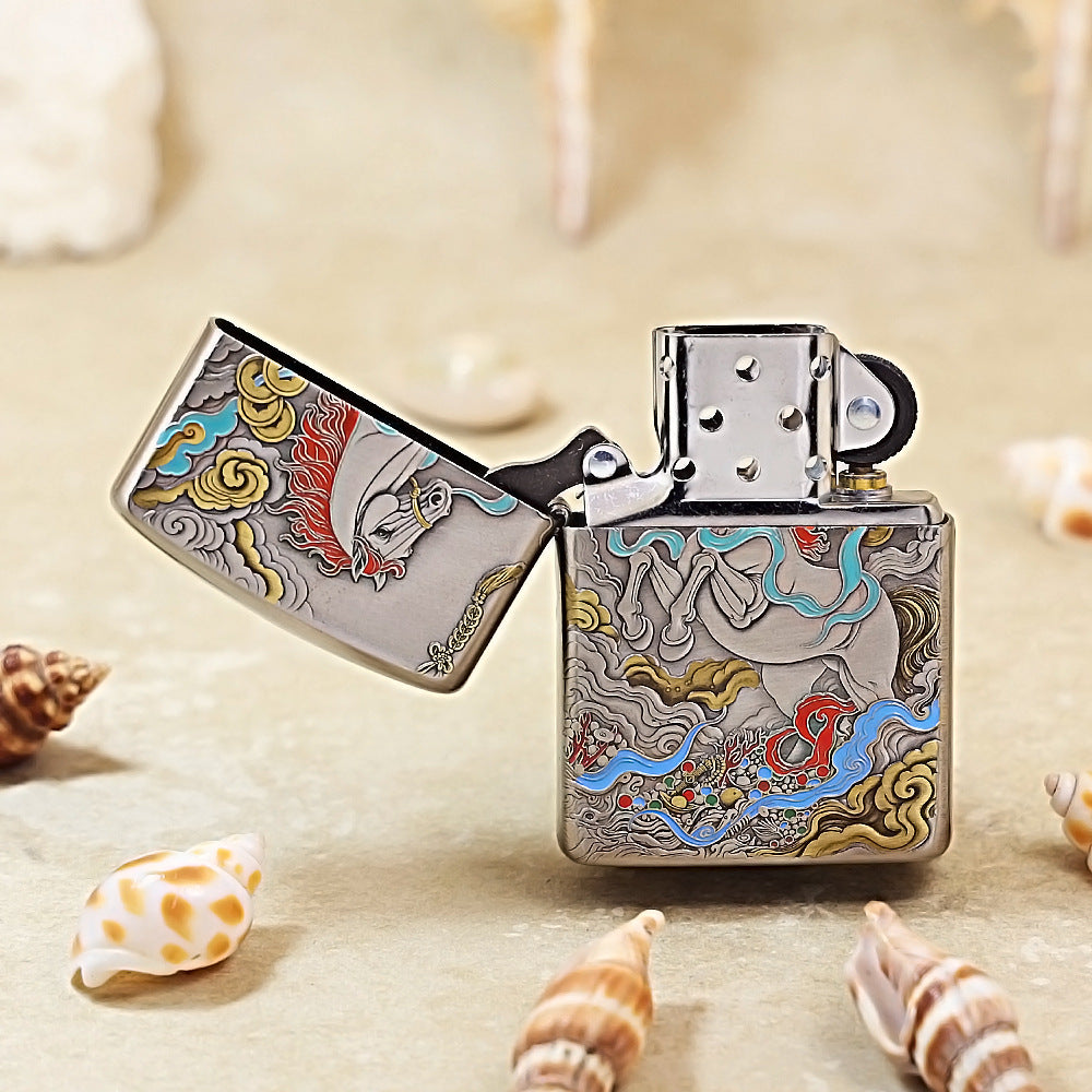 Zippo 3D Embossed Warhorse & Swirling Waves 162-DS267