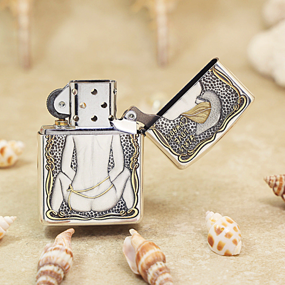 Zippo Armor Dual-Tone Engraving Cowboy Girl1 162-DS293