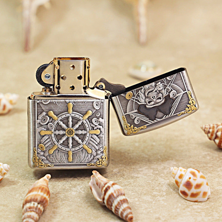 Zippo Gold-Plated 3D Embossed Girl & Treasure Motif 168-DS294