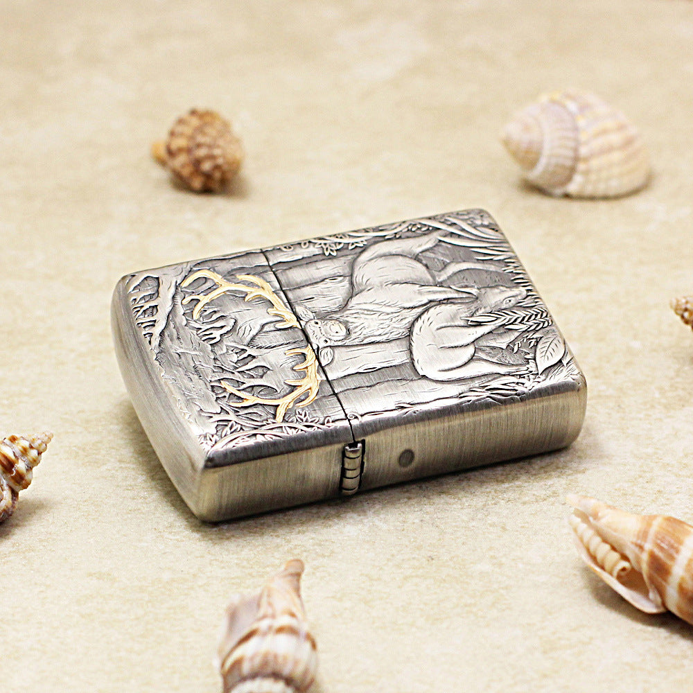 Zippo Armor Smoked Silver Gold Stag 162-DS292