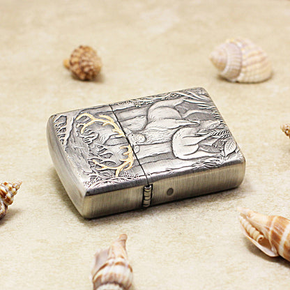 Zippo Armor Smoked Silver Gold Stag 162-DS292