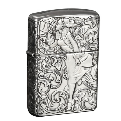 Zippo Armor Sterling Silver Lighter - Deep Carved Windy & Tanggrass Edition