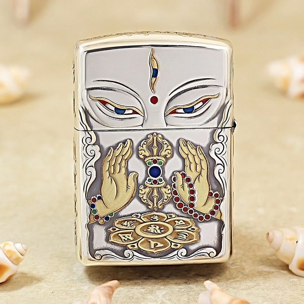 Zippo Silver-Plated 5-Sided Engraved White Tara 162-DS253