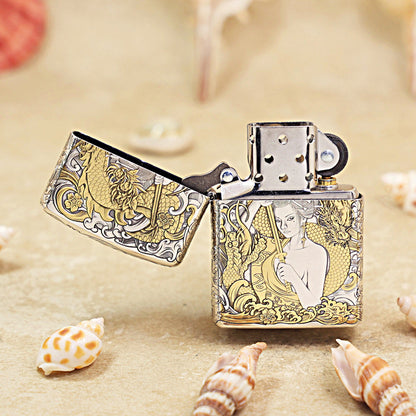 Zippo Armor Engraved Geisha & Japanese Samurai 162-DS296