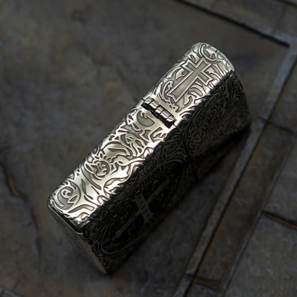 Zippo Armor Constantine Custom Sterling Silver High Relief Carving Lighter