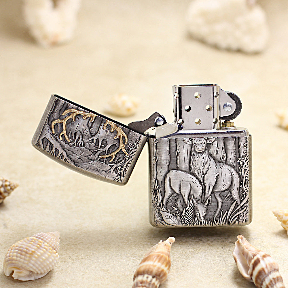 Zippo Armor Smoked Silver Gold Stag 162-DS292