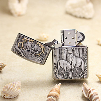Zippo Armor Smoked Silver Gold Stag 162-DS292