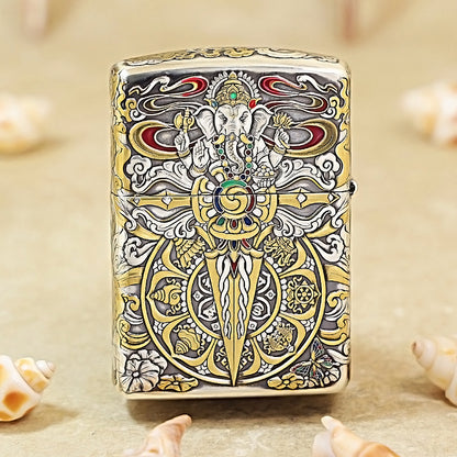 Zippo Silver-Plated Painted Auspicious Elephant 162-DS185