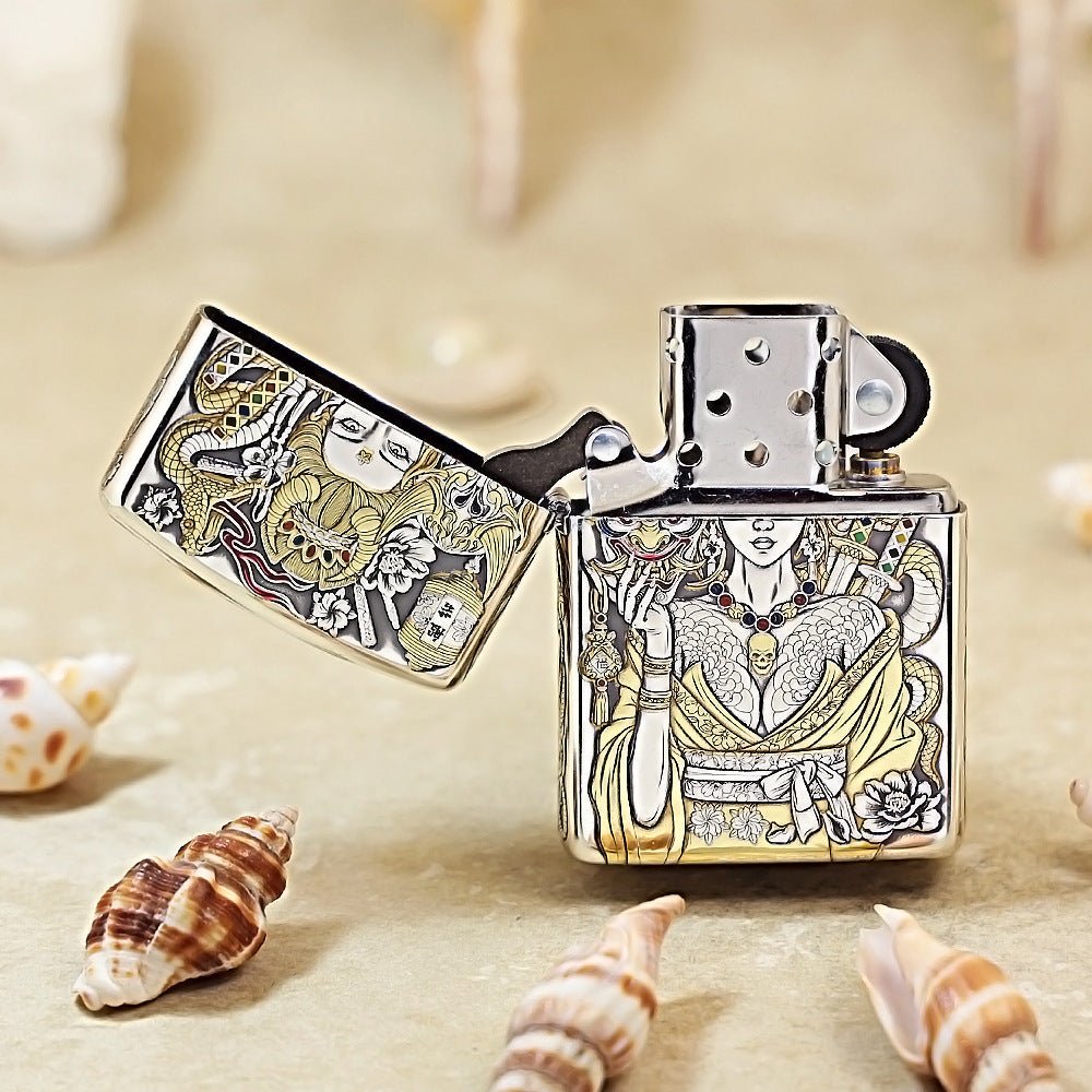 Zippo Hannya 5-Side Silver-Plated Lacquer Inlay 162-DS250