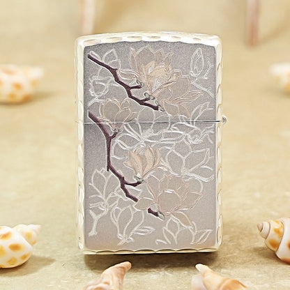 Zippo Silver-Plated Double-Sided Magnolia Embossing 205-DS221
