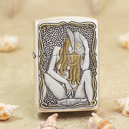 Zippo Armor Dual-Tone Engraving Cowboy Girl1 162-DS293