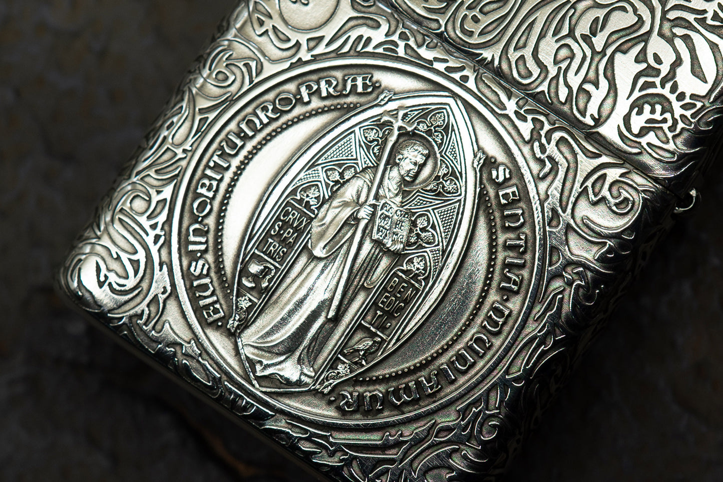 Zippo Armor Constantine Custom Sterling Silver High Relief Carving Lighter