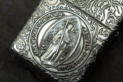 Zippo Armor Constantine Custom Sterling Silver High Relief Carving Lighter