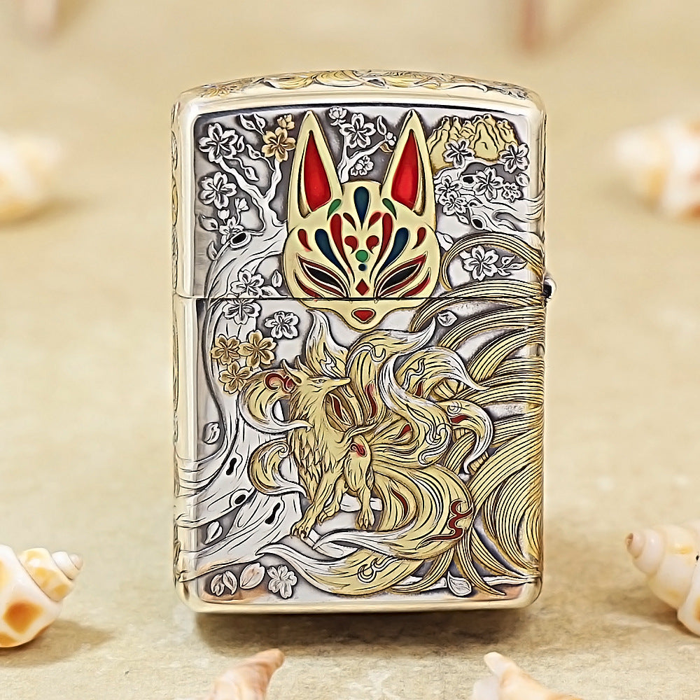 Zippo Silver-Plated-5-Side Engraved Nine-Tailed Fox 162-DS257