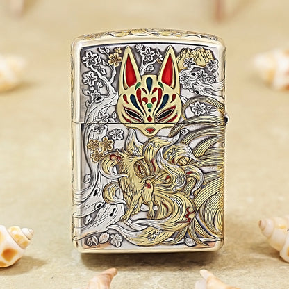 Zippo Silver-Plated-5-Side Engraved Nine-Tailed Fox 162-DS257
