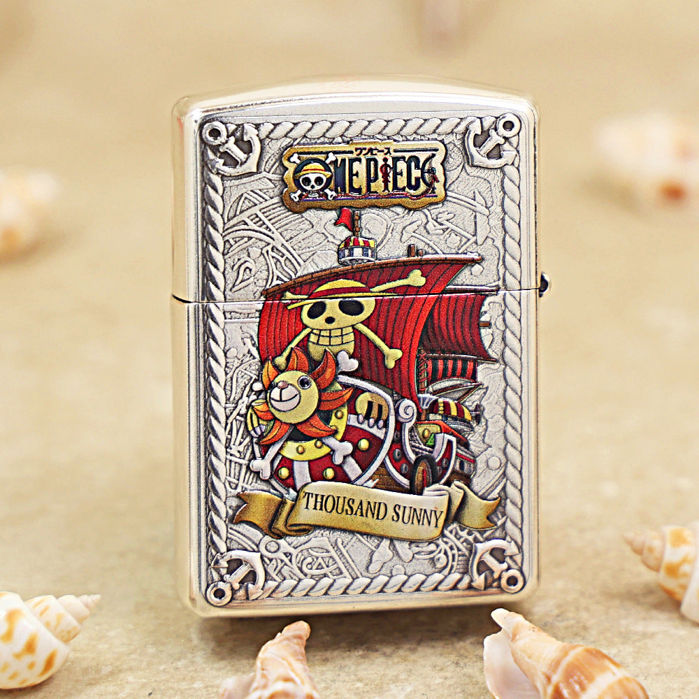 Zippo 3D Relief Embossed Silver-Plated Metal Nami-One Piece 162-DS226