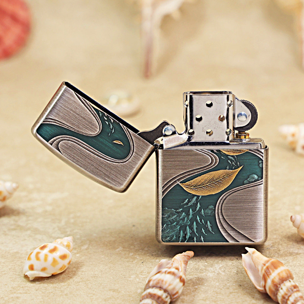 Zippo Armor Deep-Engraved Single Leaf Boat 162-DS279
