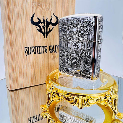 Zippo Sterling Silver Armor Lighter – Deep Engraved "Flying Pixiu"