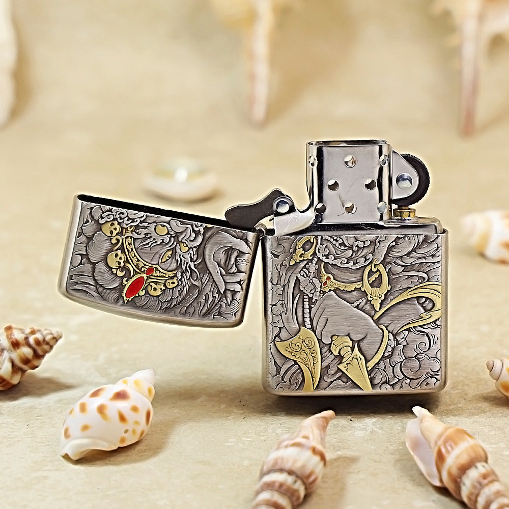 Zippo Smoked Silver Two-Tone Mahakala 162-DS218