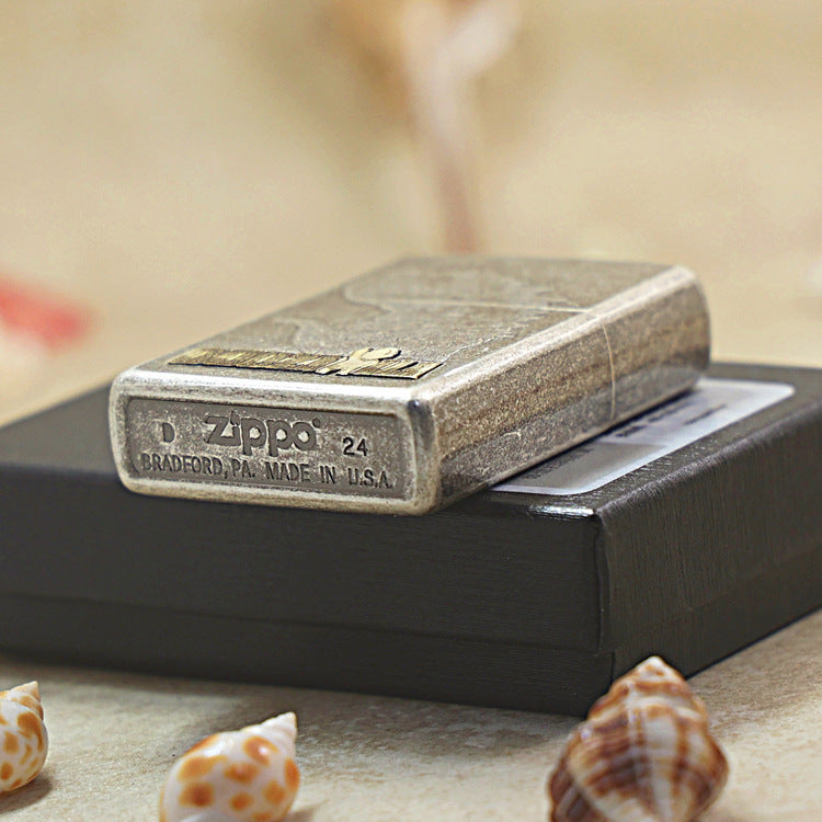 Zippo Antique Silver Engraved Kaiju & Gaze DS303