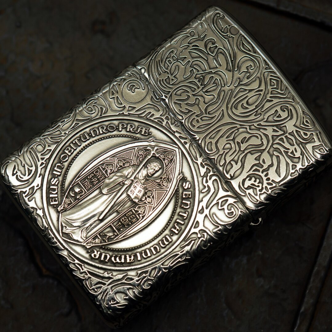 Zippo Armor Constantine Custom Sterling Silver High Relief Carving Lighter