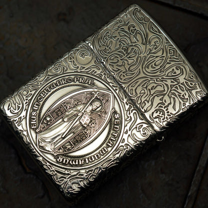 Zippo Armor Constantine Custom Sterling Silver High Relief Carving Lighter
