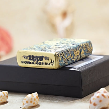 Zippo Armor Deep-Engraved Bronze Peony 162-DS287