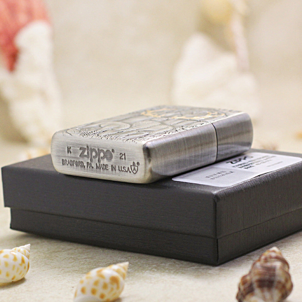 Zippo Armor Smoked Silver Gold Stag 162-DS292