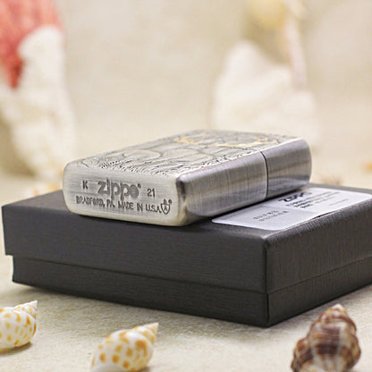 Zippo Armor Smoked Silver Gold Stag 162-DS292