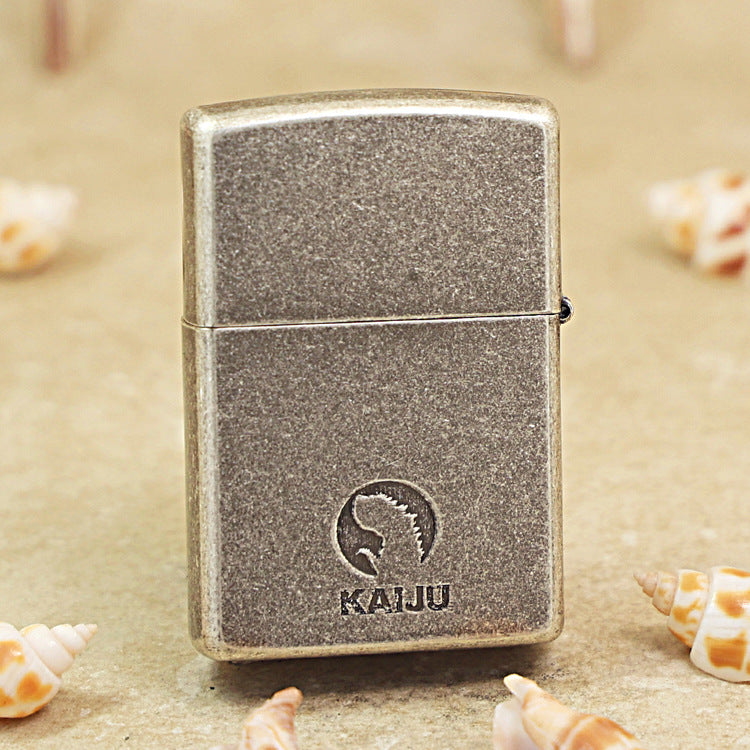 Zippo Antique Silver Engraved Kaiju & Gaze DS303