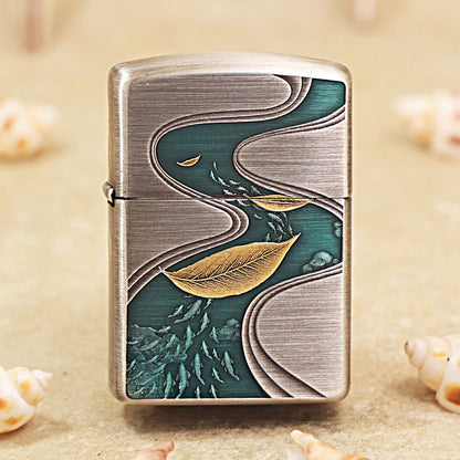 Zippo Armor Deep-Engraved Single Leaf Boat 162-DS279