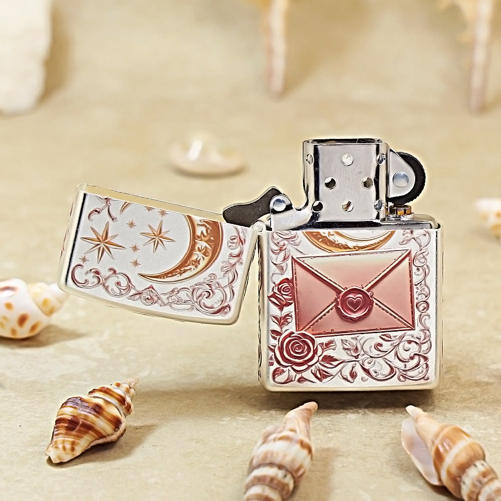 Zippo Silver-Plated Letter Under the Moon 205-DS212