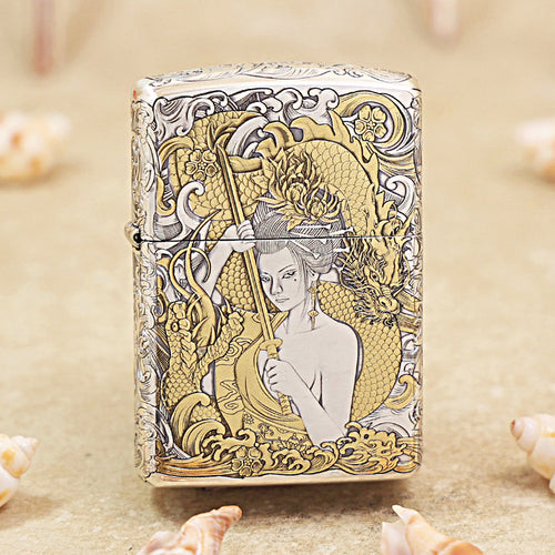 Zippo Armor Engraved Geisha & Japanese Samurai 162-DS296
